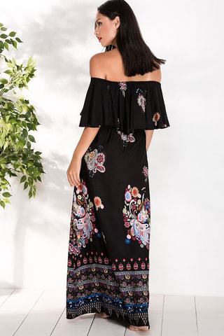 Robe longue - Noir, rouge, bleu, vert et jaune