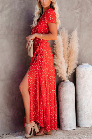 Robe portefeuille - Blanc et rouge