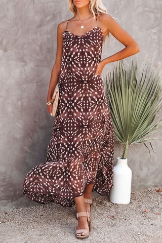 Robe longue - Blanc et marron