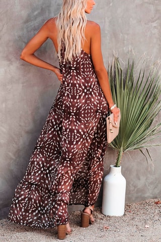Robe longue - Blanc et marron