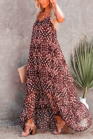 Robe longue - Blanc et marron