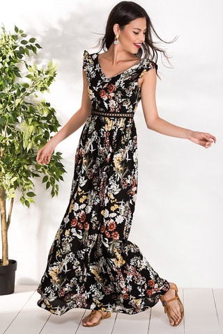 Robe longue - Noir et rouge