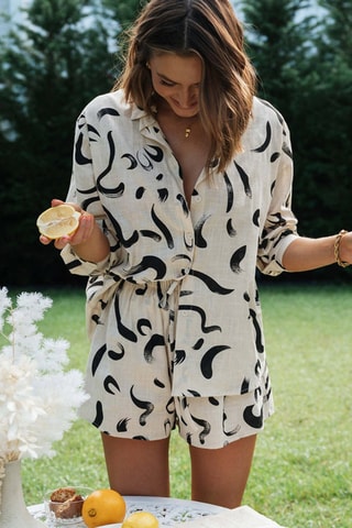 Chemisier et short taille haute - Blanc et noir