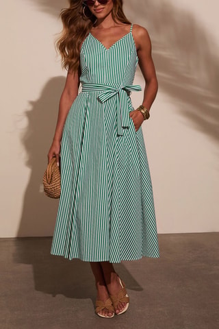 Robe midi - Blanc et vert