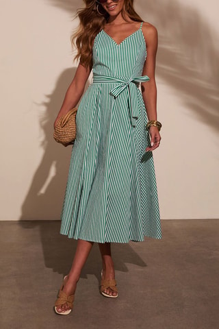 Robe midi - Blanc et vert