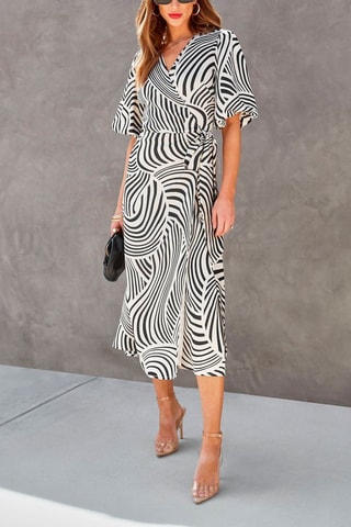 Robe midi - Blanc et noir