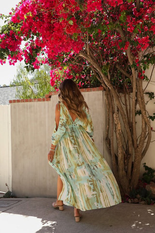 Robe longue - Bleu et vert