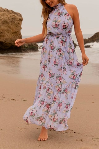 Robe longue - Rouge, vert, jaune, violet et rose