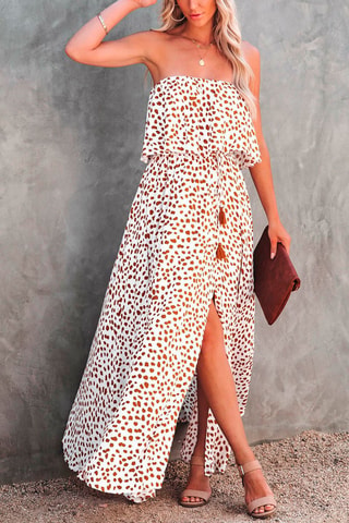 Robe longue - Blanc et marron