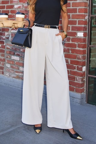 Pantalon taille haute - Écru