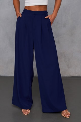 Pantalon taille haute - Bleu marine
