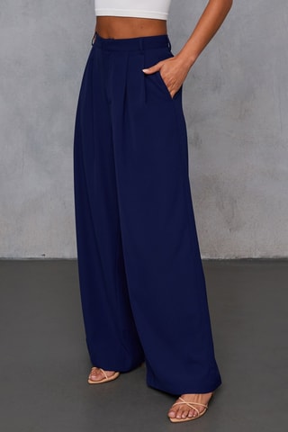 Pantalon taille haute - Bleu marine