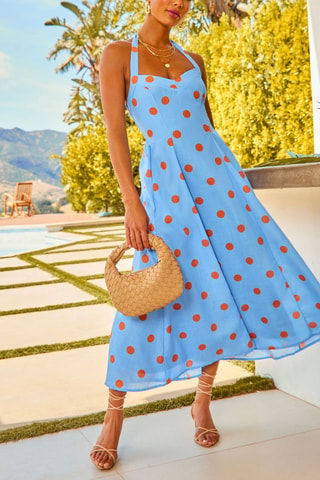 Robe midi - Bleu