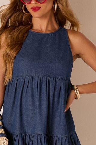 Robe patineuse en jean - Bleu