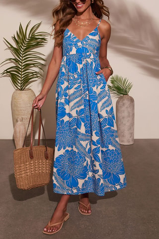 Robe midi - Bleu
