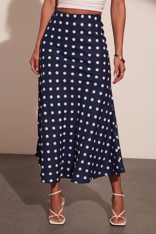 Jupe midi taille haute - Bleu marine