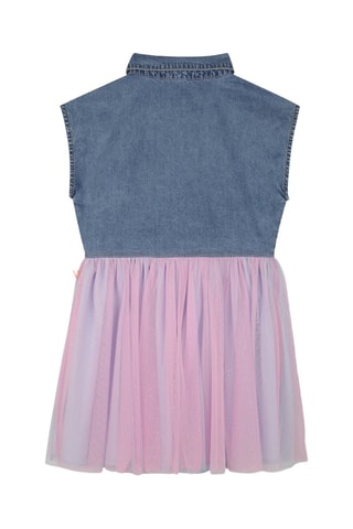 Vestido bimateria - Azul marino y rosa