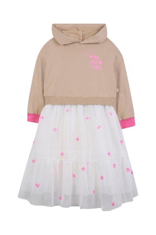 Vestido sudadera con capucha - Beige