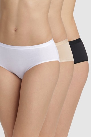3 culotte Les Pockets Ecodim Coton - Bianco, nude e nero - Dim