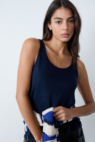 Canotta in lino Indispensables - Blu notte