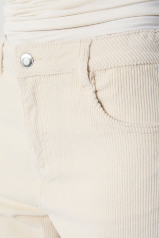 Pantaloni in velluto a vita alta Letizia - Ecrù