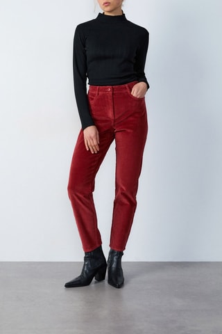 Pantaloni in velluto Enory - Rosso mattone
