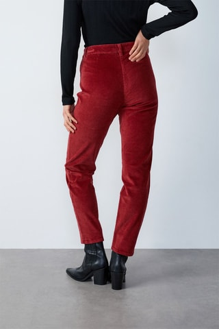 Pantaloni in velluto Enory - Rosso mattone