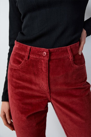 Pantaloni in velluto Enory - Rosso mattone