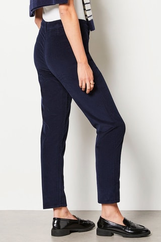 Pantaloni in velluto a vita alta Essentiel - Navy