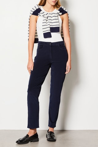 Pantaloni in velluto a vita alta Essentiel - Navy