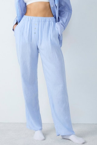 Pantaloni in lino Isame - Celeste