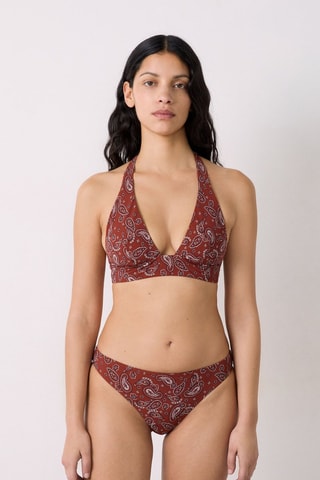 Slip bikini Charliz - Rosso mattone e bianco