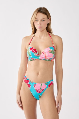 Slip bikini Hibiscus - Turchese e verde chiaro