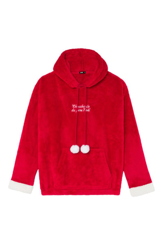 Felpa pigiama con cappuccio - Rosso