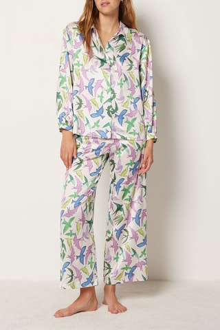 Pantaloni pigiama a vita alta - Bianco