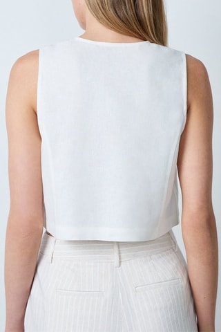 Top in lino Vintage St Tropez - Bianco