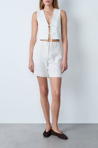Top in lino Vintage St Tropez - Bianco