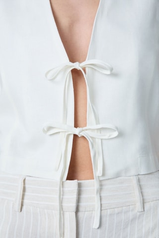 Top in lino Vintage St Tropez - Bianco