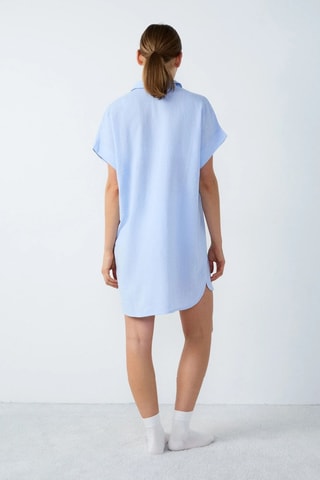 Abito a camicia in lino Isame - Celeste