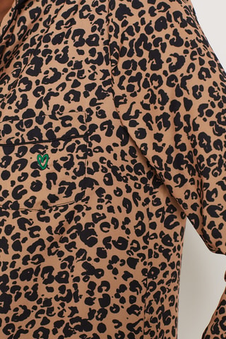 Camicia pigiama Leop Satin - Nero e marrone