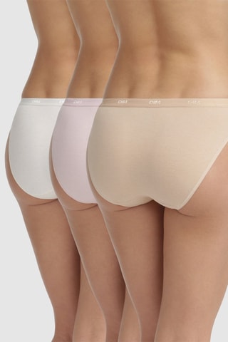 3 slip Les Pockets EcoDIM Coton - Nude, rosa e madreperla  - Dim