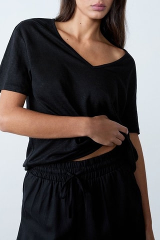 T-shirt in lino Modern Feminity - Nero