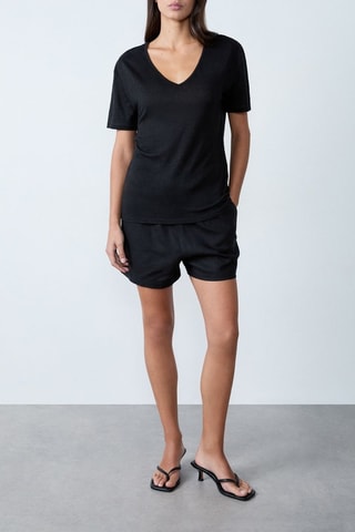 T-shirt in lino Modern Feminity - Nero