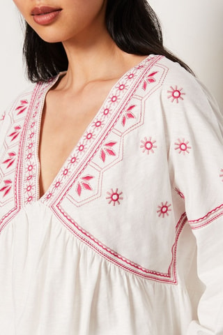 Blusa Capsule Broderie - Bianco e rosa