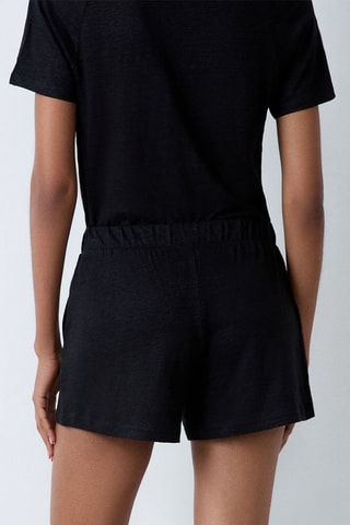 Shorts pigiama in lino - Nero