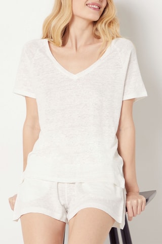 Shorts pigiama in lino - Bianco