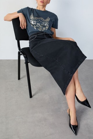 Gonna midi in jeans Cowboy - Nero