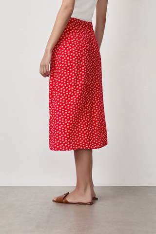 Gonna taglio dritto Capsule Fleurs - Rosso