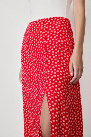Gonna taglio dritto Capsule Fleurs - Rosso