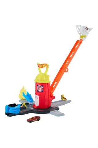Cofanetto caserma dei pompieri con pista per auto Hot Wheels - Da 4 anni